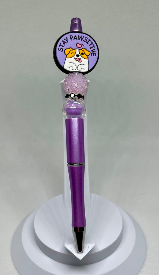 Stay Pawsitive Beaded Pen, Sarcastic Pen, Fun Pens Acrylic Beads, Custom Pen, Retractable Ink Pen, Gifts, Graduation
