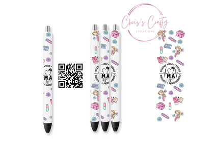 UVDTF Pen Wrap Nurse LPN RN MA, Ready to Apply, Permanent Waterproof Adhesive