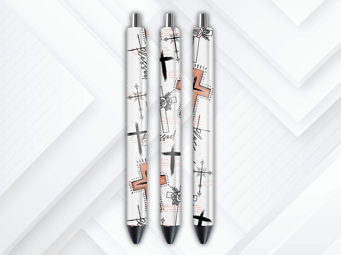 UVDTF Pen Wrap Christian Cross Blessed, Cross Pen Wrap, Ready to apply, Permanent Waterproof Adhesive