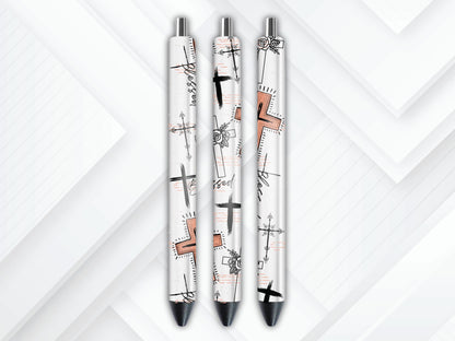 UVDTF Pen Wrap Christian Cross Blessed, Cross Pen Wrap, Ready to apply, Permanent Waterproof Adhesive