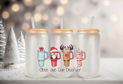 UVDTF Wrap Christmas Tumblers Santa Reindeer Tree Cakes for 16oz Can Glass Mug Tumbler, Ready to Apply, Permanent Waterproof Adhesive