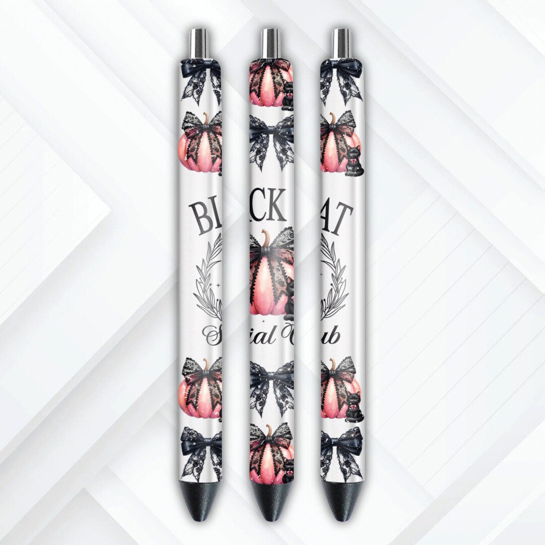 UVDTF Pen Wrap Black Cat Social Club Coquette Bows