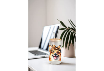 UVDTF Wrap Cute Corgi 16oz Can Glass Wrap, Mug Tumbler, Dog Mom, Ready to Apply, Permanent Waterproof Adhesive