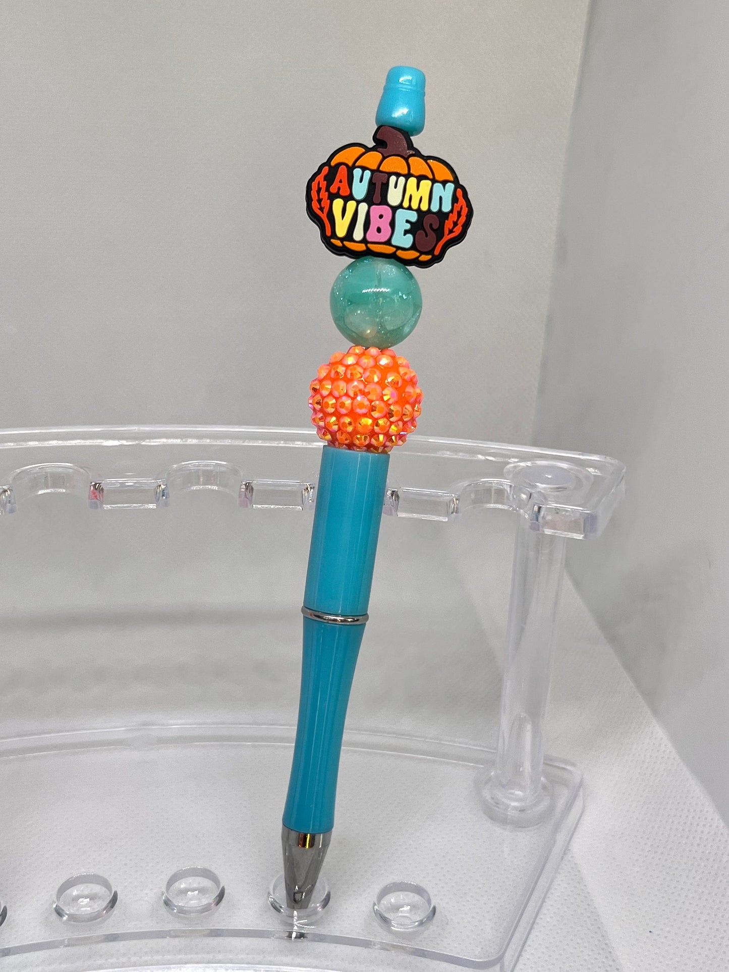 Beaded Pen Autumn Vibes Pumpkin, Fun Pens Acrylic Beads, Custom Pen, Retractable Ink Pen, Gifts for her, Teacher, Nurses, Medical