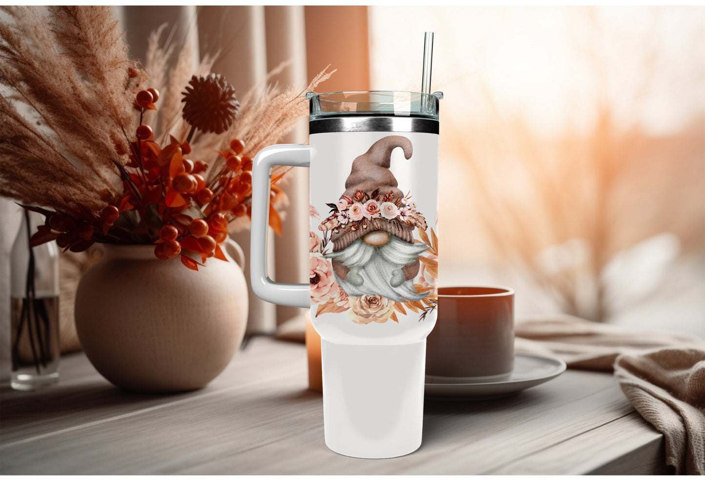 UVDTF Wrap Gnome Floral 16oz Can Glass Wrap  Mug Tumbler, Mom Gift, Ready to apply, Permanent Adhesive Waterproof, Add on a Cup