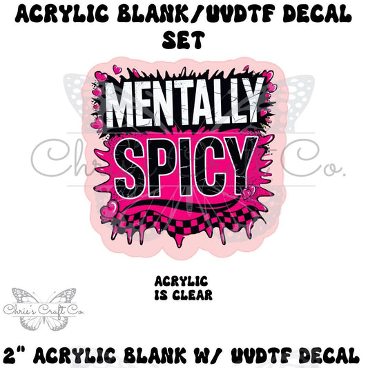 Acrylic Blank Decal Set Mentally Spicy, DIY Badge Reels, Sarcastic Funny Blank UVDTF sticker, Unfinished Badge Reel, Badge Reel Blanks