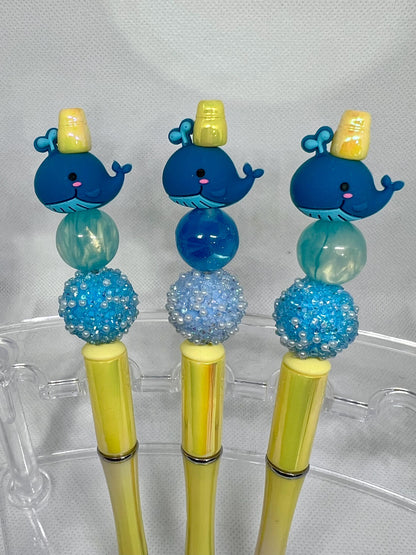 Beaded Pen Blue Whale, Fun Pens Acrylic  Beads, Beaded Pen, Retractable Ink Pen, Graduation Gift, Nurse Gift, Teacher Gift