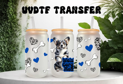 UVDTF Wrap Corgi Mom for 16oz Can Glass Mug Tumbler,  Ready to Apply, Permanent Waterproof Adhesive