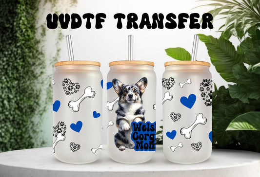 UVDTF Wrap Corgi Mom for 16oz Can Glass Mug Tumbler,  Ready to Apply, Permanent Waterproof Adhesive