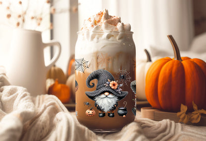 UVDTF Wrap Halloween Gnomes Spider 16 oz Can Glass Mug Tumbler, Gnome Wrap, Ready to apply, Permanent Adhesive, Double sided option