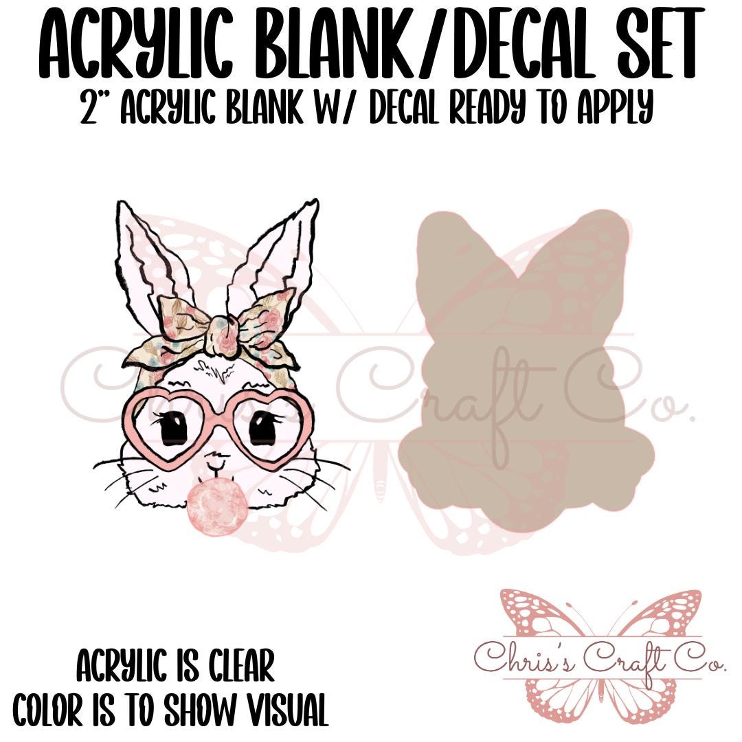 Easter Bunny Bubble Acrylic Blank Decal Set, DIY Badge Reels, Bow Blank and UVDTF sticker, Unfinished Badge Reel, Badge Reel Blanks