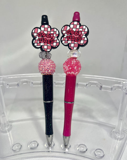 Retro Flower Beaded Pen, Refillable Ink Pen, Sarcastic Pen, Fun Pens Acrylic Beads, Custom Pen, Retractable Ink Pen, Graduation