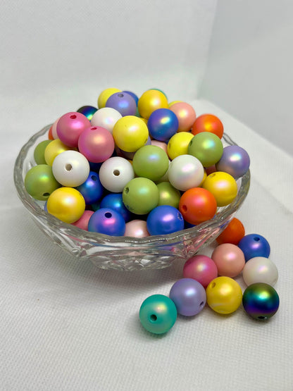 16 mm Opal Coated Acrylic Beads – Vibrant Multicolor Jewelry & Craft Supplies, Acrylic Gumball Beads in Bulk, 16mm Beads