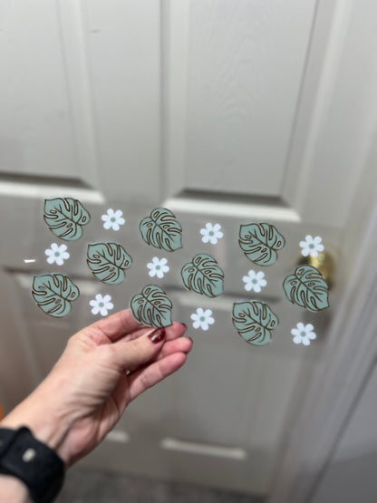 Plant Daisy Wrap – Waterproof Sticker for 20oz Glass Mug | Permanent Adhesive