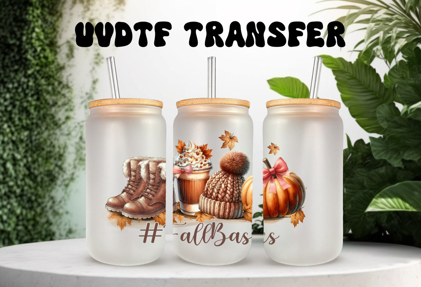 Fall Cup Wrap – Permanent Adhesive 16oz Tumbler Wrap for Glass Mugs