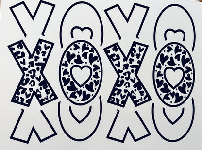 Screen Print Valentine’s Stacked Cheetah XOXO, Ready to Press, Screen Print Transfer, Black Ink Screen Print Transfer