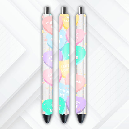 UVDTF Pen Wrap Valentines Conversation Hearts, Heart Wrap, Ready to Apply, Permanent Waterproof Adhesive