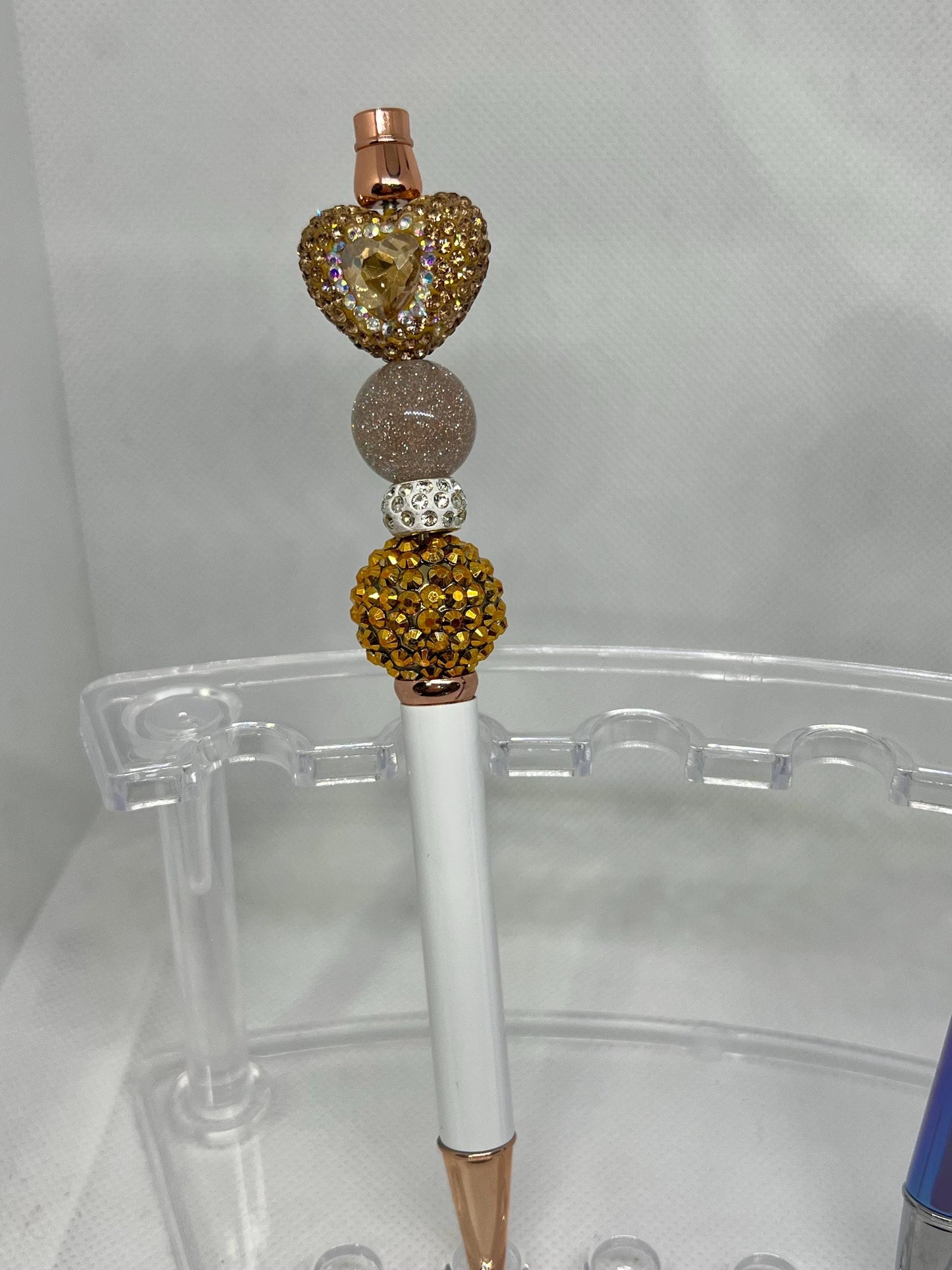 Beaded Pen Rhinestone Heart, Fancy Pen, Fun Pens Acrylic Beads, Custom Pen, Retractable Ink Pen, Gifts