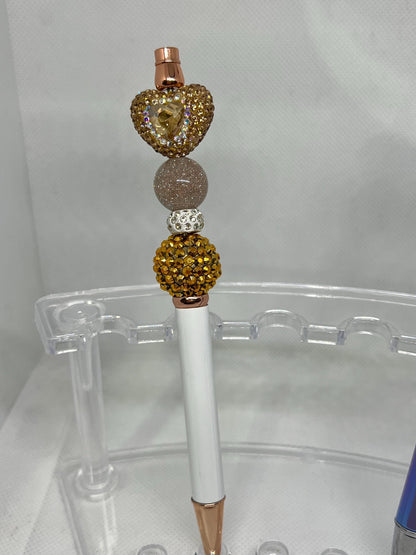 Beaded Pen Rhinestone Heart, Fancy Pen, Fun Pens Acrylic Beads, Custom Pen, Retractable Ink Pen, Gifts