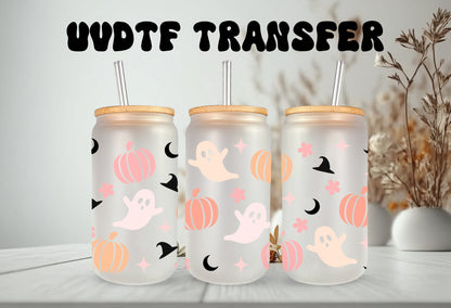 UVDTF Wrap Ghost Pumpkin Witch Hat Halloween 16 oz Can Glass, Mug, 40 oz  Wrap, Ready to apply, Permanent Waterproof Adhesive