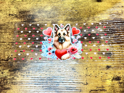 UVDTF Wrap Heart German Shepard Valentine for 16 oz Can Glass Mug Tumbler, Ready to apply, Permanent Waterproof Adhesive