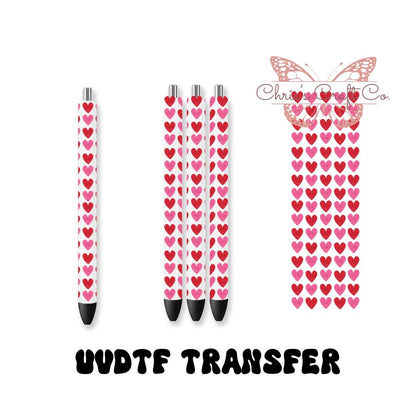 UVDTF Pen Wrap Valentines Hearts, Heart Pen Wrap, Ready to Apply, Permanent Waterproof Adhesive