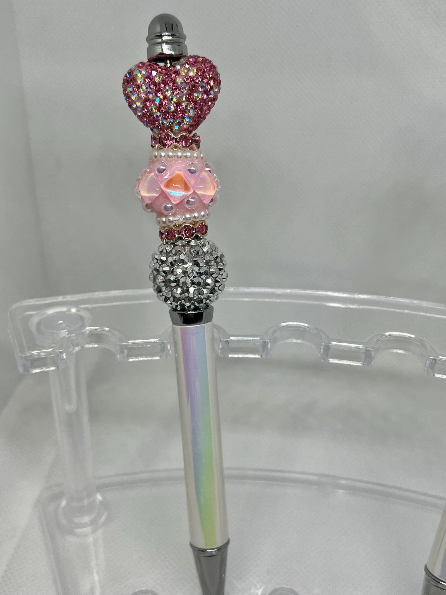 Beaded Pen Rhinestone Heart, Fancy Pen, Fun Pens Acrylic Beads, Custom Pen, Retractable Ink Pen, Gifts