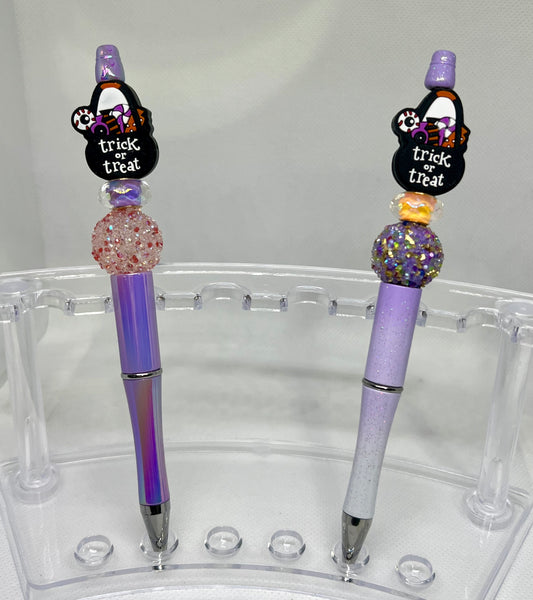 Beaded Pen Trick or Treat Halloween, Fun Pens Acrylic Beads, Custom Pen, Retractable Ink Pen, Gifts for her, Teacher, Nurses, Medical