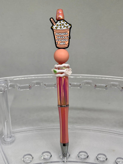 Pumpkin Spice Beaded Pen Everything Nice, Fun Pens Acrylic Beads, Custom Pen, Retractable Ink Pen, Gifts for her, Gifts for Teacher,