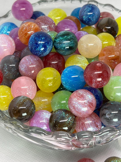 16mm Swirl Glitter Acrylic Beads, Acrylic Gumball Beads in Bulk, 16mm Beads, 16mm Bubble Gum Beads, DIY ideas, Chunky Beads