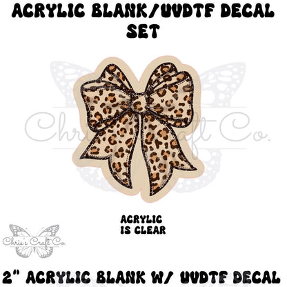 Coquette Bow Leopard Acrylic Blank Decal Set, DIY Badge Reels, Bow Blank and UVDTF sticker, Unfinished Badge Reel, Badge Blanks