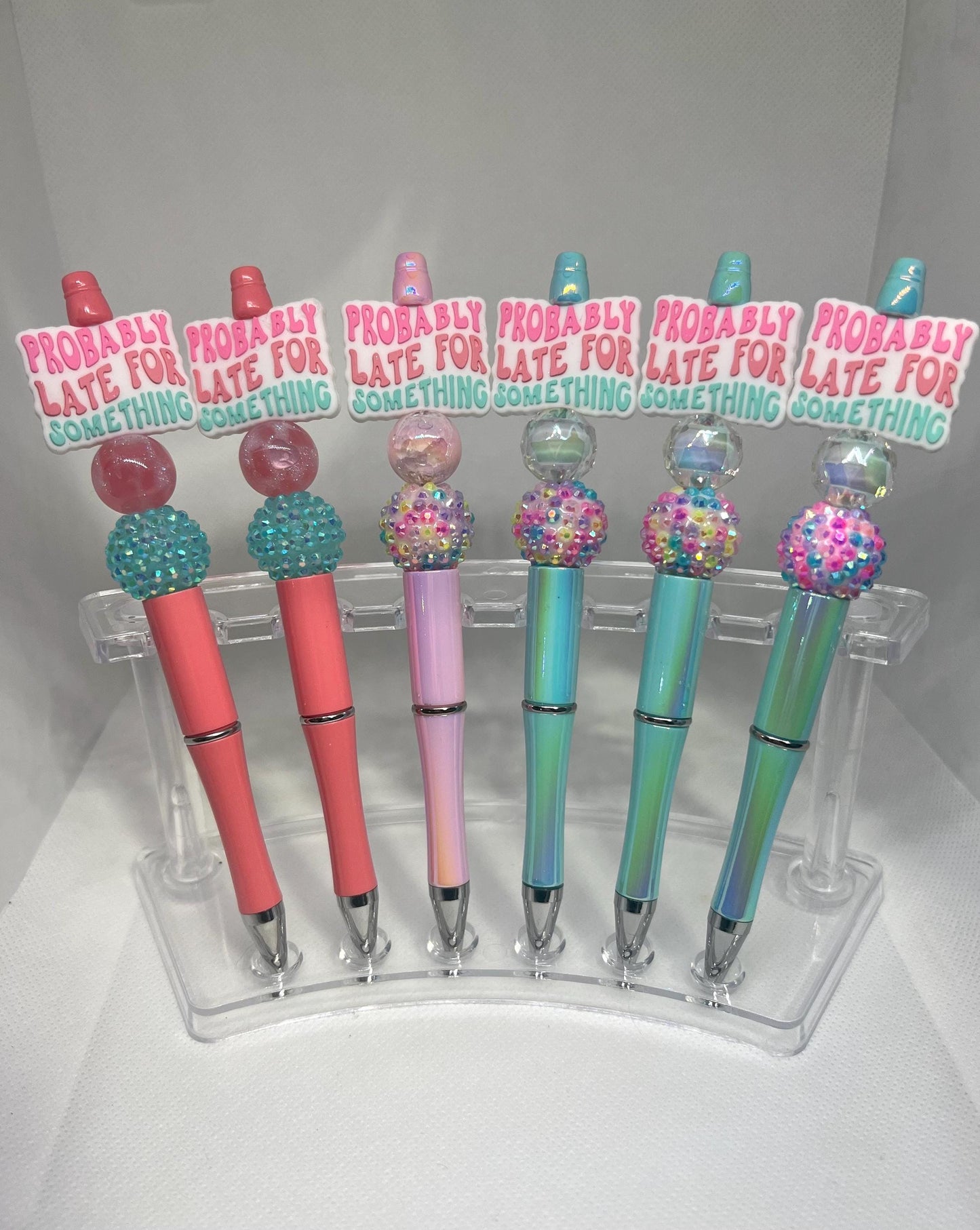 Beaded Pen Probably Late for Something, Sarcastic Pen, Fun Pens Acrylic Beads, Custom Pen, Retractable Ink Pen, Graduation