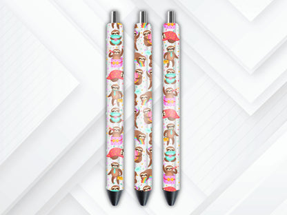 UVDTF Pen Wrap Cute Sloths, Sloth Pen Wrap, Ready to apply, Permanent Waterproof Adhesive