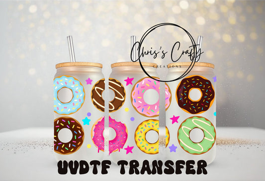 Donut Cup Wrap - Waterproof Adhesive 16 oz Cup Sticker with Colorful Donut Design