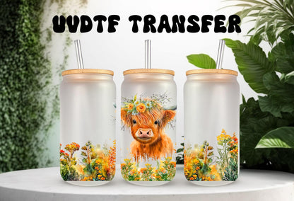 UVDTF Wrap Highland Cow Floral