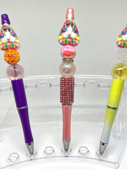 Colorful Cat Beaded Pen, Cat pen, Fun Pens Acrylic  Beads, Beaded Pen, Retractable Ink Pen, Gifts