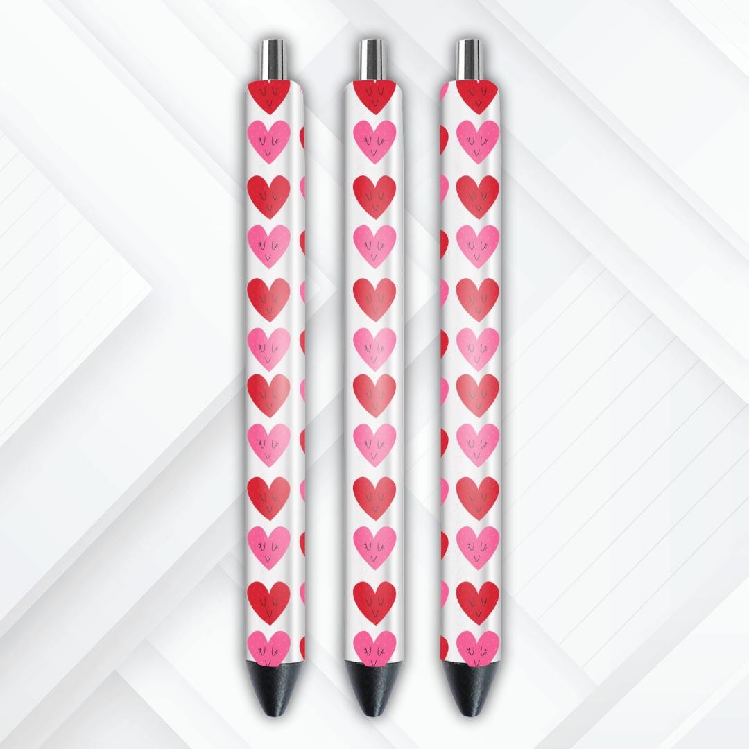 UVDTF Pen Wrap Valentines Hearts, Heart Pen Wrap, Ready to Apply, Permanent Waterproof Adhesive