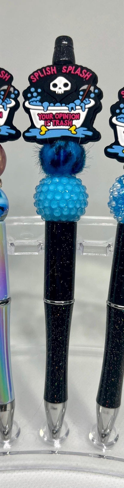 Beaded Pen Opinion is Trash Splish Splash Skeleton, Sarcastic Pen, Fun Pens Acrylic Beads, Custom Pen, Retractable Ink Pen, Graduation