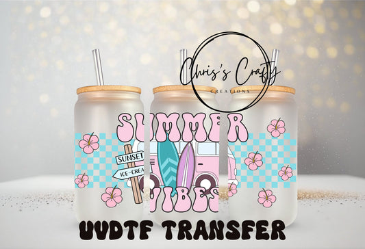 UVDTF Wrap Boho Retro Summer Vibes 16 oz Can Wrap or 40 oz | Ready to apply | Permanent Adhesive | Waterproof | Add on a Cup