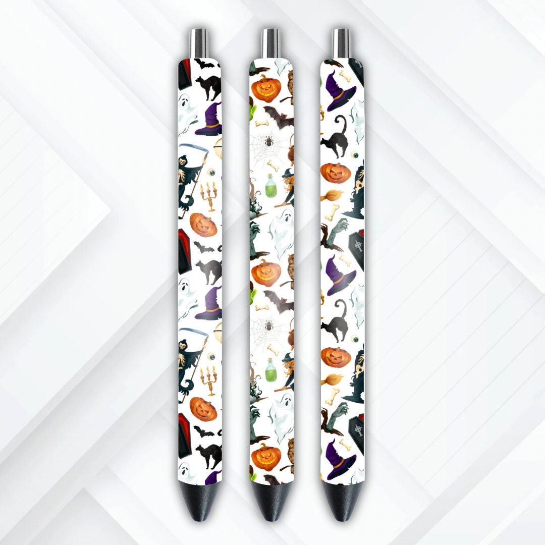 UVDTF Pen Wrap Halloween Pumpkin Black Cat Witch’s Hat, Halloween Wrap,  Ready to apply, Permanent Adhesive Waterproof