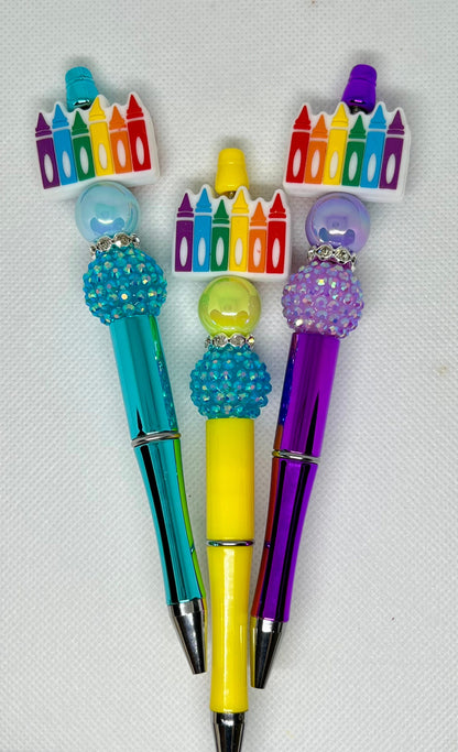 Beaded Pens, Teacher Crayons, Fun Pens Acrylic  Beads, Beaded Pen, Retractable Ink Pen, Gifts
