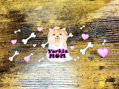 UVDTF Wrap Yorkie Mom 16oz Can Glass Mug Tumbler, Dog Mom,  Ready to apply, Permanent Waterproof Adhesive