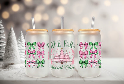 Christmas Tree Wrap – UVDTF Transfer Art with Santa Highland Cow & Coquette Bow Design
