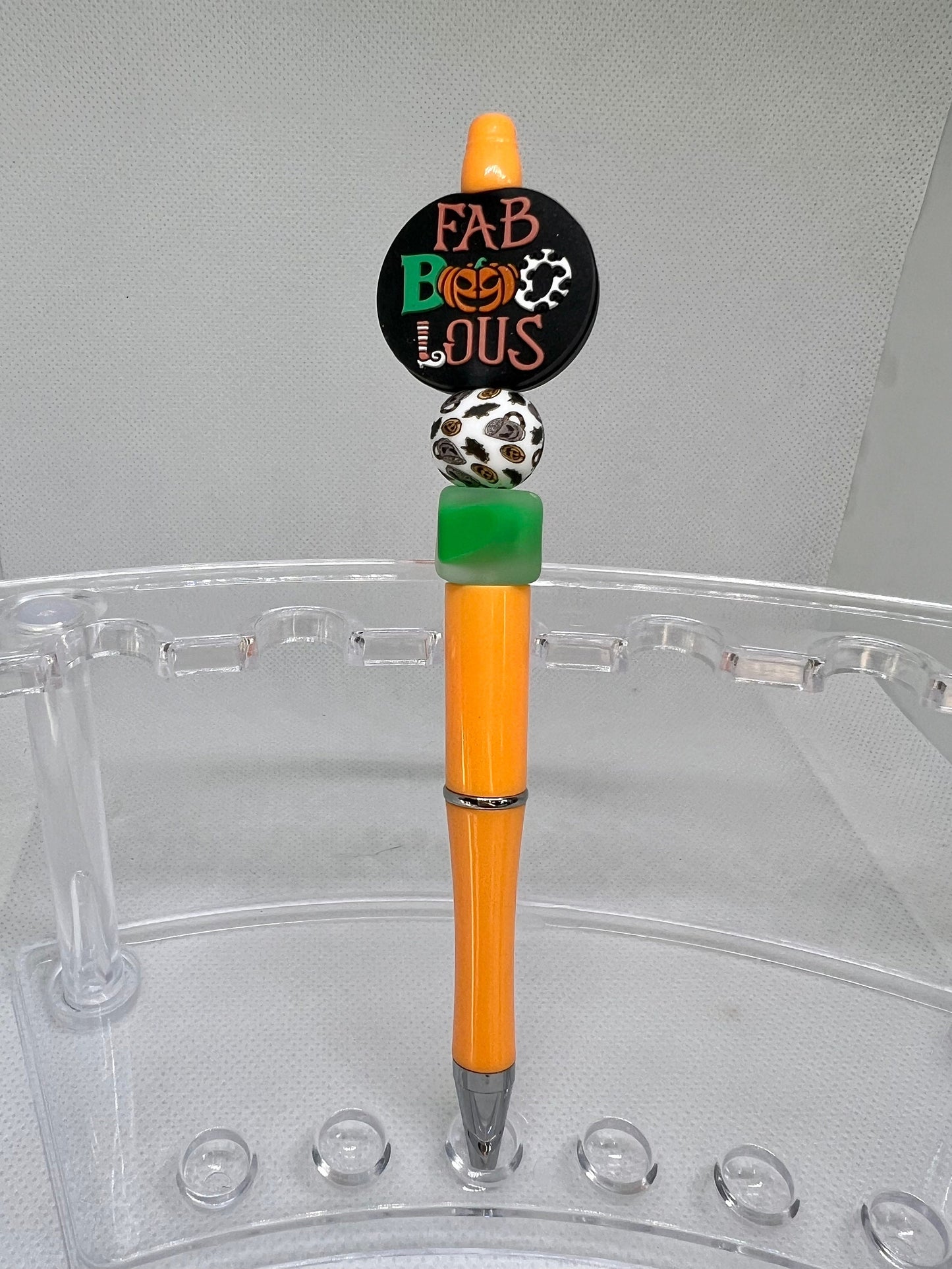 Beaded Pen Halloween Faboolous Pumpkin, Fun Pens Acrylic Beads, Custom Pen, Retractable Ink Pen, Gifts
