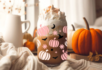 UVDTF Wrap Pastel Pumpkin Witch Hat Bats Flowers Halloween