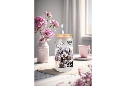 UVDTF Wrap Poodle Mom 16oz Can Glass Mug Tumbler, Dog Mom Gift, Ready to apply, Permanent Adhesive, Bundle and Save