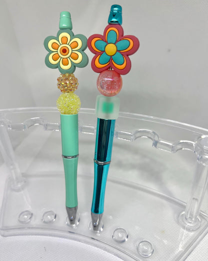 Retro Flower Beaded Pen, Refillable Ink Pen, Sarcastic Pen, Fun Pens Acrylic Beads, Custom Pen, Retractable Ink Pen, Graduation