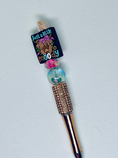 Beaded Pen Highland Cow Just a Little Moody