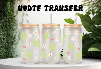 Cactus Wrap Decal - Waterproof Adhesive Cup Wrap for 16 oz Can Glass Tumbler