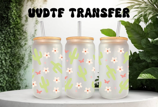 Cactus Wrap Decal - Waterproof Adhesive Cup Wrap for 16 oz Can Glass Tumbler